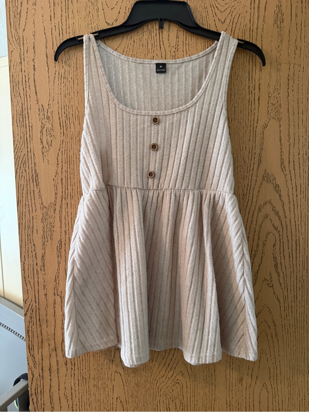 Women’s Cream Ribbed Maternity Babydoll Top
